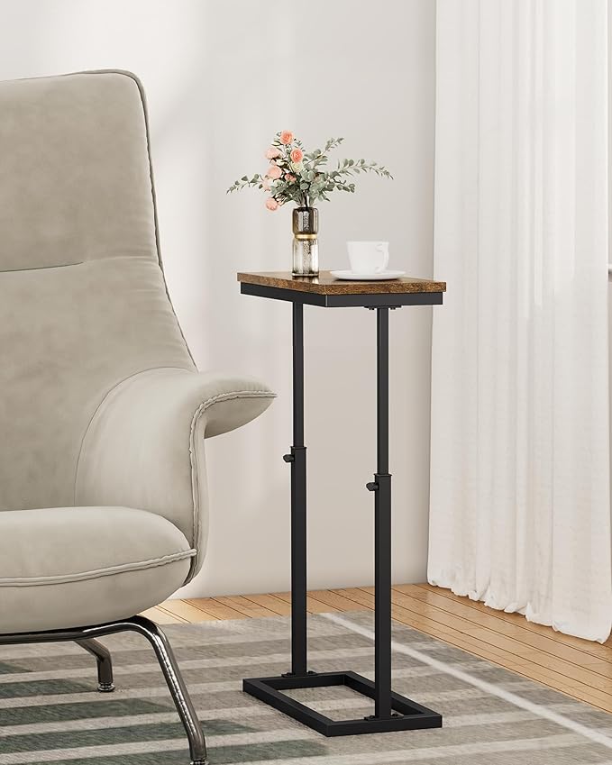 TUTOTAK End Table, Side Table, Tall Couch Table, Sofa Table, Living Room, Bedroom, Brown TB01BB083