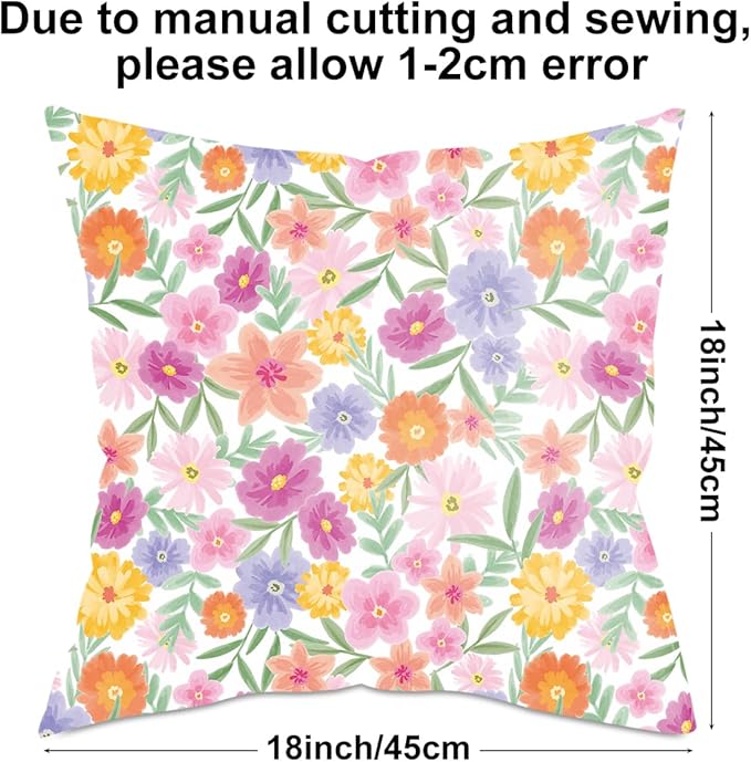 2 Pack Retro Cute Wildflowers Decor Throw Pillow Covers, 18x18 Pillow Cover, Decorative Couch Pillow Covers Flower Decor Pillowcase for Sofa Cushion Sofa Home Bedroom Office Car Seat Living Room