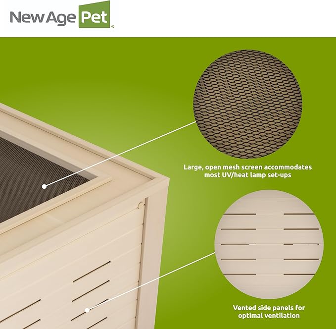 New Age Pet ECOFLEX 48" Mojave Reptile Lounge -Durable Wood Plastic Composite Habitat with Ventilation, Removable Glass Doors & Lock, Easy Assembly, for Tortoises, Snakes, Iguanas