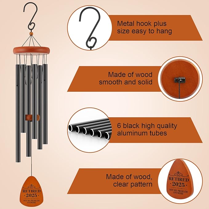 Retirement Gift for Woman Men Coworker Teacher Nurses Friends Mom Dad Grandma Grandpa Retirees, Coworkers Farewell Going Away Gift, 32" Wind Chimes Retirement Decorations