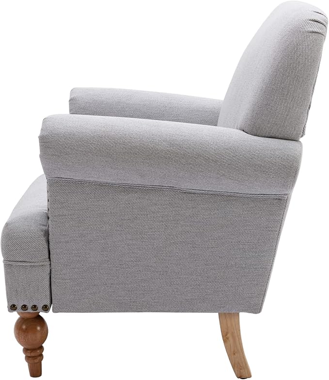 chairus Linen Accent Chair for Living Room Set of 2 Upholstered Mid Century Modern Single Sofa Chair with Solid Wood Legs Comfy Reading Chair Armchair for Bedroom/Office Room/Recption/Lounge, Grey