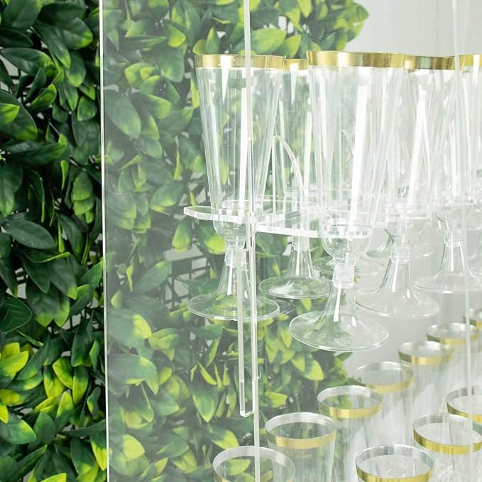 Tableclothsfactory 20 Pack | 3" Clear Acrylic Glass Holder Hooks for Double Side Display On Champagne Rack Stand