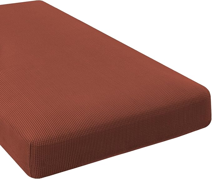 H.VERSAILTEX Super Stretch Individual Chaise Cover Sectional Couch Covers for L Shaped Sofa Both Left/Right Featuring Thick Jacquard Textured Twill Fabric (1 Piece Chaise Cover, Rust)