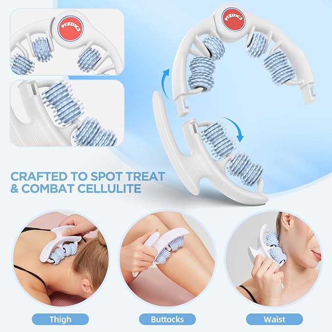Cellulite Massage Tool Deep Fascia Massager & Dimpled Skin Remover for Legs - Anti-Cellulite Roller Tech with Lymphatic Drainage, Smooth Skin & Pain Relief for Thighs & Buttocks Sculpting