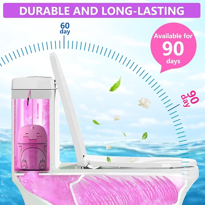 Toilet Bowl Cleaner-Cute Dinosaur-Shaped Toilet Bowl Cleaner Bottle Automatic Bathroom Toilet Tank Cleaner Easy-To-Use Septic Safe Toilet Cleaner in Bottle with Peach Scent (1, pink)