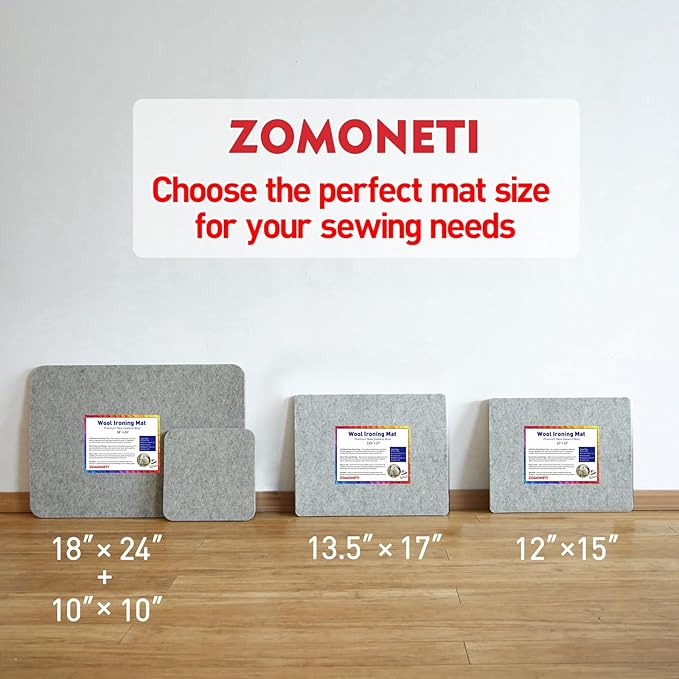 ZOMONETI 17" x 13.5" Wool Pressing Mat 100% New Zealand Felted Wool Ironing Mat Pad Blanket for Quilter, Sewing, Quilting Supplies and Notions