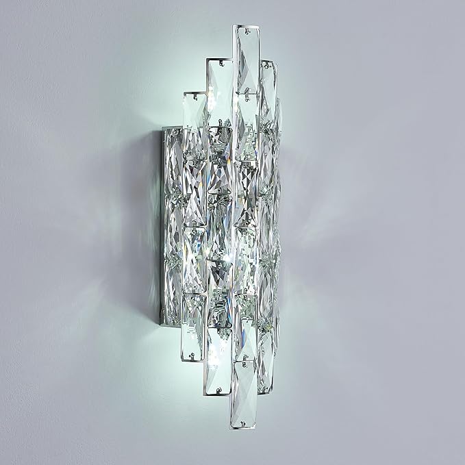 Modern Chrome Crystal Wall Sconce Light Fixtures, Wall Mount Lamps for Bedroom Living Room Bathroom Vanity Mirror