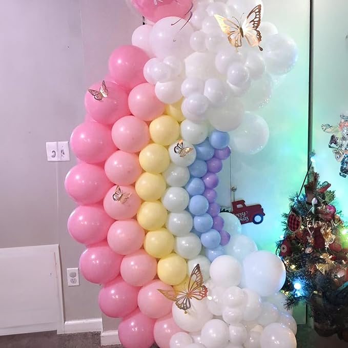 Rainbow Linking Balloons, 130PCS Colorful Quick Link Balloons Assorted, Multicolor Connecting Balloon Arch Kit for Kids Girls Baby Shower Easter Rainbow Unicorn Theme Birthday Party Decorations