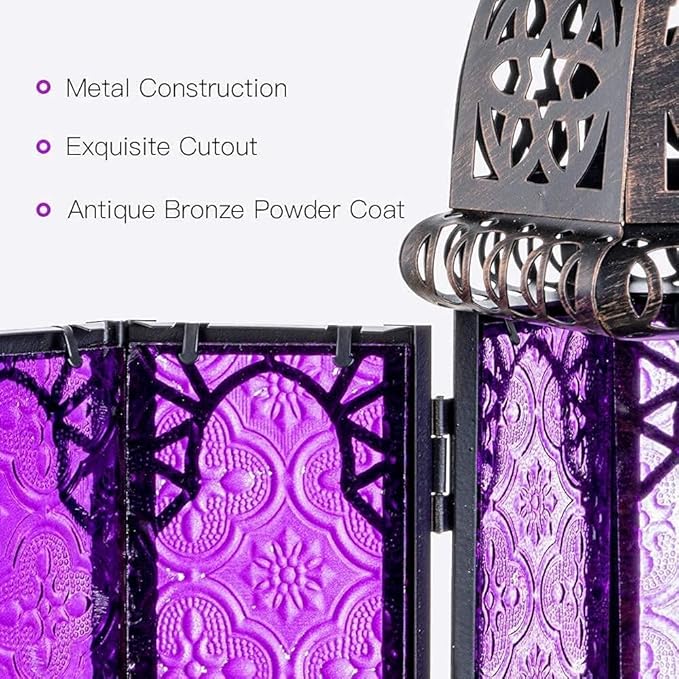 NEEDOMO Halloween Decorations,11'' Moroccan Lanterns Decorative Indoor & Outdoor, Vintage Christmas Candle Holder, Metal Lanterns Decorative, Table, Patio, Porch, Shelf, Christmas Spring Home Decor