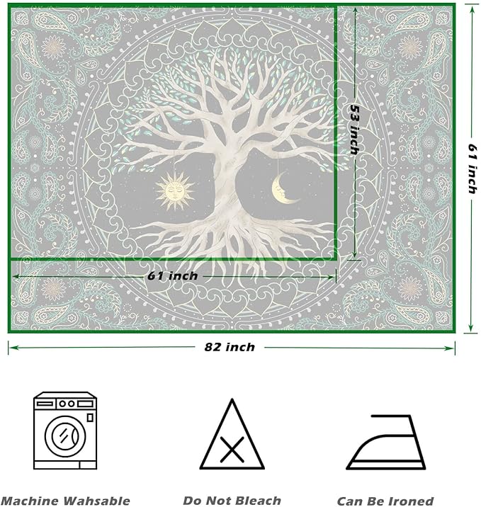 FORATER Tree of Life Tapestry Wall Hanging Aesthetic Sun and Moon Tapestry with Vintage Paisley Flowers Colorful Tree Wall Tapestries for Bedroom, Living Room, Dorm(61 x 82 inches, Multicolor)