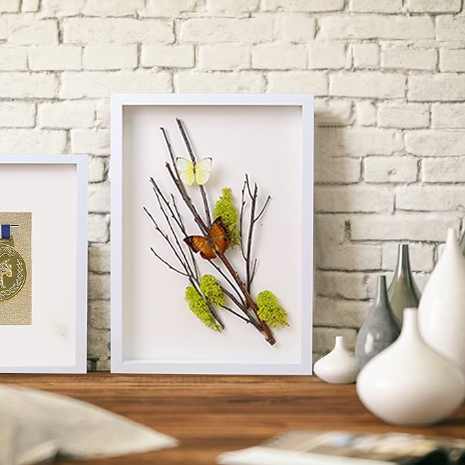 5x7 Small Shadow Box Frame Display Case , Display Case Box for Memorabilia, Medal, Wedding Memories, Crafts, Tickets and Photos (White, 5x7)