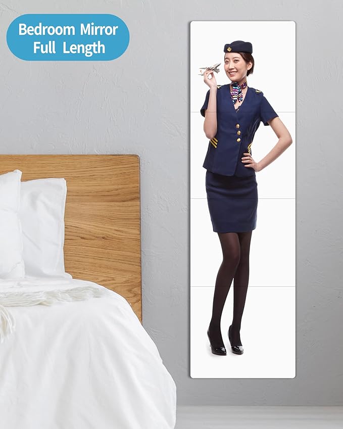 Shatterproof Wall Mirror Full Length for Bedroom, Acrylic Gym Mirrors For Home, Extra Thick: 0.12 inch, 12 x 12 inch x 4 Pcs, Workout Mirrors Safe for Kids, Over The Door, Long Wall Mounted