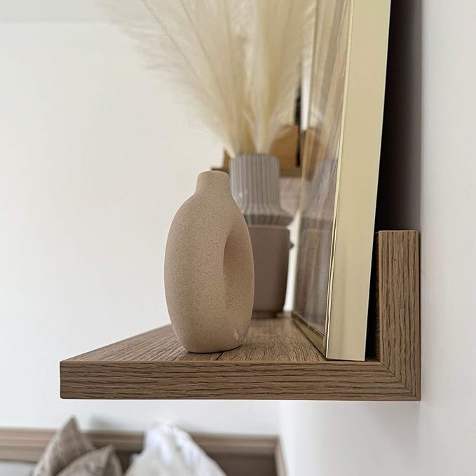 Mobili Fiver, Set of 2 Rachele Shelves, 23.62 in, Oak, Melamine-Finished, Wall Mounted Shelves for Bedroom, Corridor, Kitchen, Entrance, Living Room, Office, Italian Furniture