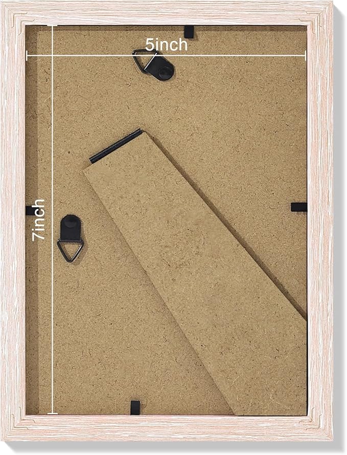 Vittanly 5x7 Picture Frames Set of 9, Shatter Resistant Plexiglass, Display 4x6 Pictures with Mat or 5x7 without Mat, Photo Frames for Wall or Tabletop, Engineered Wood, Rustic Pink