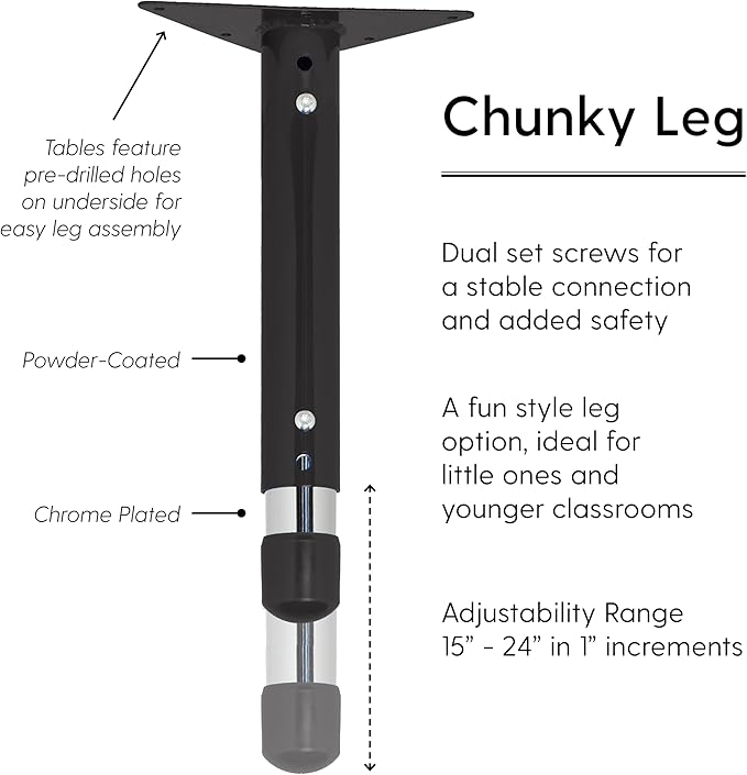 FDP Rectangle Activity School and Classroom Kids Table (24 x 72 inch), Chunky Toddler Legs, Adjustable Table Height 15-24 inches - Maple Top and Maple Edge