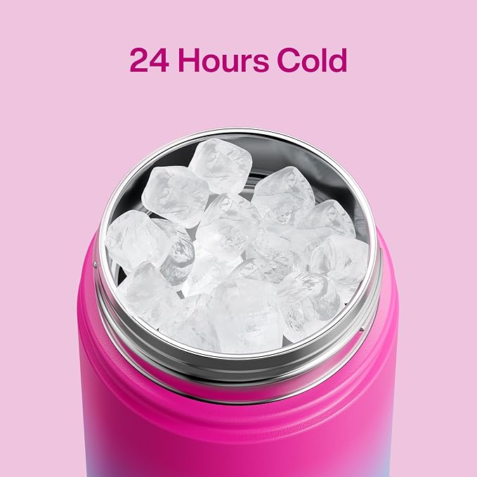 Insulated Water Bottle with Straw Stainless Steel Water Bottle, Leak-Proof, BPA-Free, Double Wall Vacuum Keeps Cold for 24 Hours for Sports, Travel, School (18 oz, Lime Sorbet)