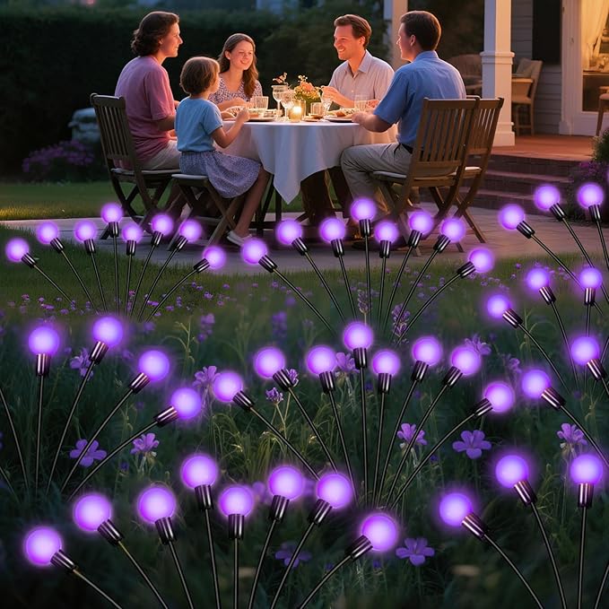 Solar Lights Outdoor Garden Purple – 36 LEDs Solar Firefly Lights, Purple Swaying Lights Outdoor Waterproof, 6 Pack 6 Heads Garden Decorative for Yard Patio Pathway Lawn Decorations