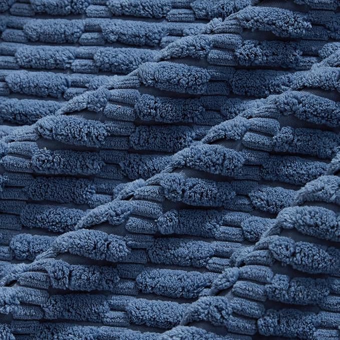 Fancy Homi 4 Packs Dusty Blue Decorative Throw Pillow Covers 18x18 Inch for Living Room Couch Bed Sofa, Rustic Farmhouse Boho Home Decor, Soft Plush Striped Corduroy Square Cushion Case 45x45 cm