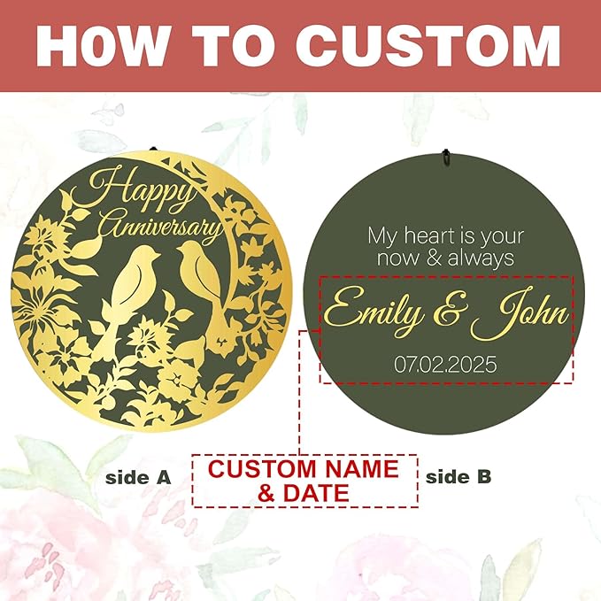 ASTARIN Happy Anniversary Wind Chimes Personalized, Deep Tone Wind Chimes for Memory Day, for Couple Friends Wife Husband, Marriage Keepsake Gift Ideas