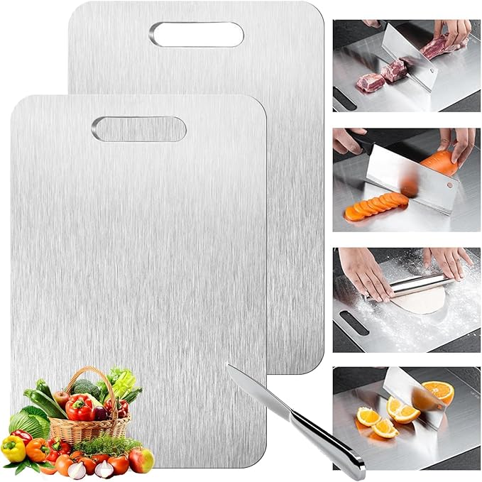 Titanium Cutting Board - 2 pack Titanium Cutting Boards for Kitchen,Double Sided Titanium Cutting Mat,Non Stick Chopping Board Easy to Clean（11.81 * 17.91in）