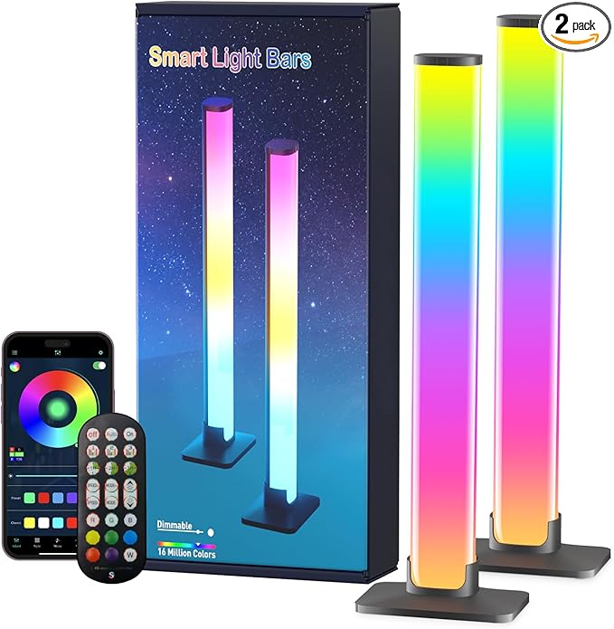 RGB Light Bar,Smart LED Light Bar for Room,16 Million Colors,Three Control Modes,Dynamic Music Sync Mode,213 Preset Modes,USB Interface（Without Adapter）