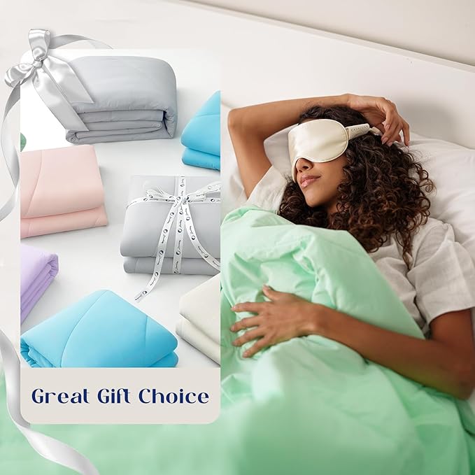 Dream Valley®Outlast®Cooling Comforter, NASA Temperature Regulation Technology, Mint Macaron,Throw, 60"x80"