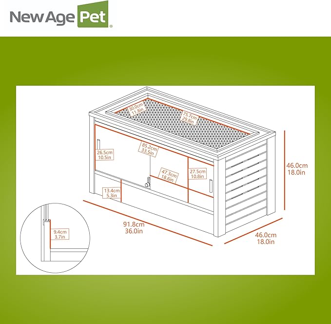 New Age Pet ECOFLEX 36" Mojave Reptile Lounge -Durable Wood Plastic Composite Habitat with Ventilation, Removable Glass Doors & Lock, Easy Assembly, for Tortoises, Snakes, Iguanas