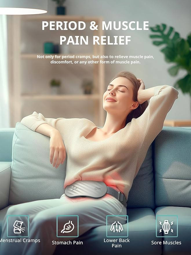 Slimpal Heating Pad for Period Cramps, Portable Heating Pad for Menstrual Relief, Electric Cordless Heating Belt for Back, Belly, Waist, Stomach, Wearable Heat Belt Gifts for Her Women Girl, Grey