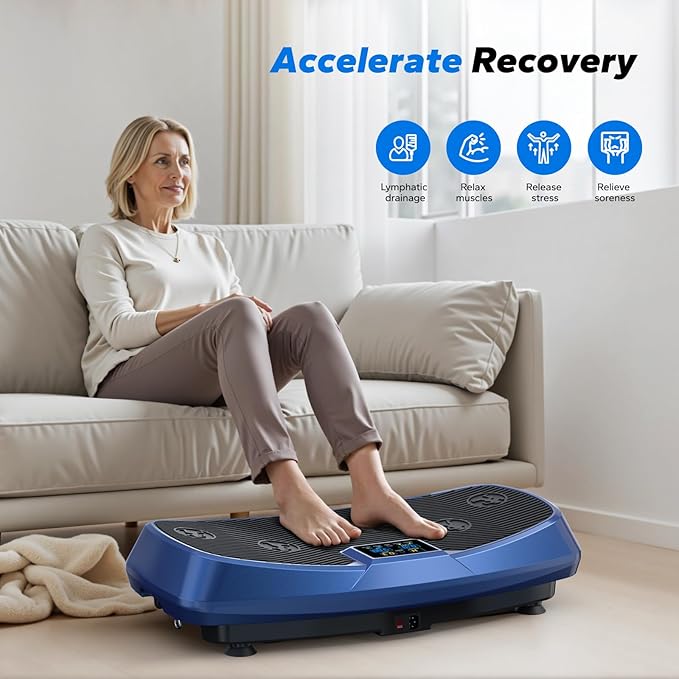 MERACH Vibration Plate Exercise Machine, 3D & 4D Vibration Plate with 2 Tension Ropes LED Display, Whole Body Vibration Platform for Women Men, Exercise Equipment for Home