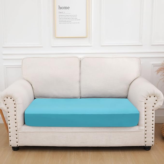hyha Waterproof Couch Cushion Covers, Stretch Sofa Couch Seat Slipcover for Dog Washable, Non-Slip Waterproof Outdoor Cushion Covers for Patio Furniture Replacement (1 Piece for Medium, Peacock Blue)