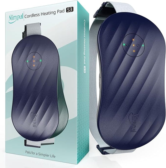 Slimpal Portable Heating Pad for Cramps, FSA HSA Eligible, Rechargeable Electric Heat Belt for Period Pain Relief, Menstrual Heated Pad Gifts for Women Her Girls Wife, Blue