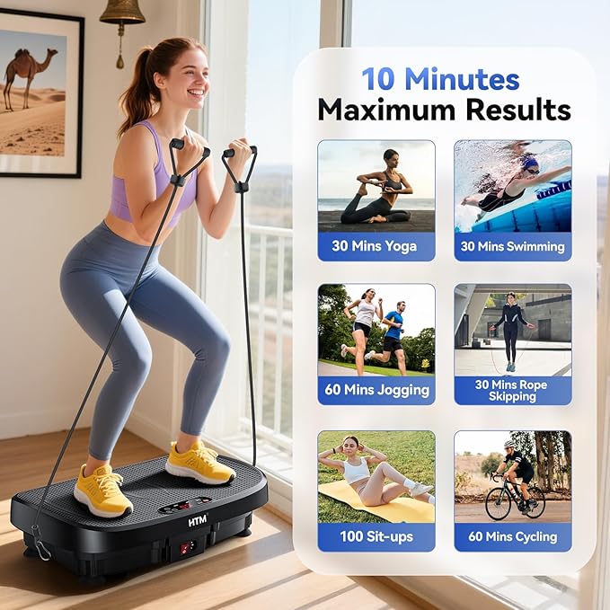 Vibration Plate Exercise Machine - 330lbs Weight Capacity, 120 Speed Levels, 5 Program Modes - Full Body Workout for Home Fitness, Toning & Wellness, LED Display, Low Noise Motor