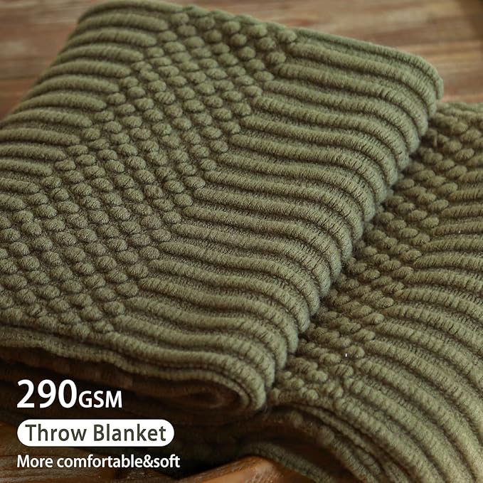 Blagic Knitted Throw Blanket for Couch, Bed and Sofa. Super Soft Blanket with Tassels, Dark Green Throw Blanket, 60 x 80 Inches Lightweight & Cosy Home Decor