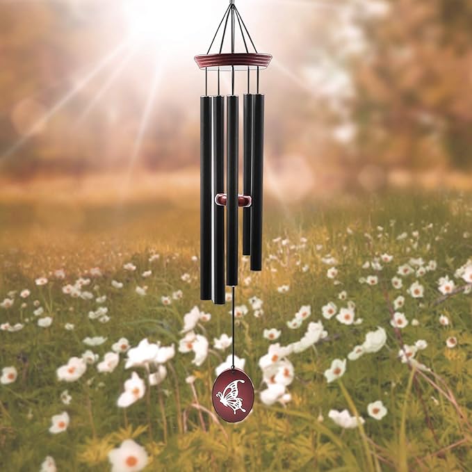 Wind Chimes for Outside, WindChimes Outdoor Tuned Soothing Melody, Windchime Gifts for Mom/Grandma,Wind Chimes Outdoor Decoration, Patio, Garden, Yard. (33" Red Butterfly)