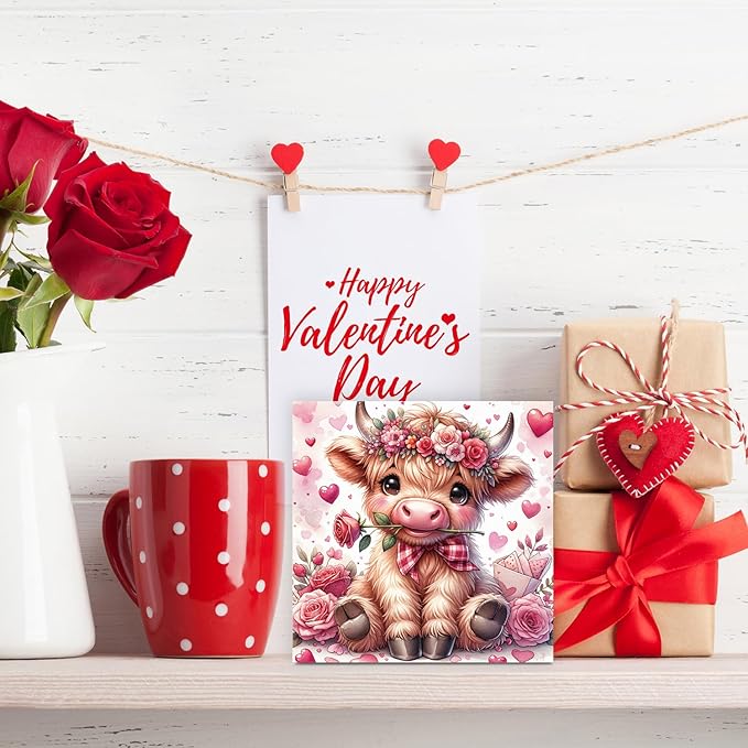 Valentines Day Decor Valentines Day Decorations Valentines Day Office Decor Valentines Day Table Decor Pink Valentines Day Decorations Highland Cow Gifts for Boyfriend Girlfriend, Wooden Decor Sign