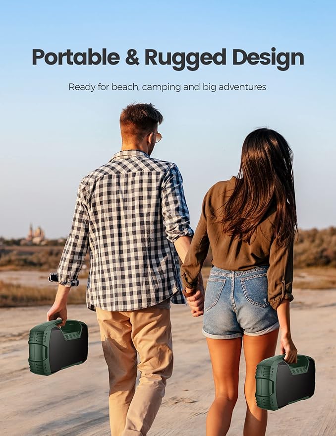 IPX7 Waterproof Bluetooth Speaker, 40W (60W Peak) Portable Wireless Speakers, 32H Playtime, Stereo Loud Sound, Deep Bass, Bluetooth 5.0, Built-in Mic for Camping, Party, Outdoor, Gifts, Beach-Green