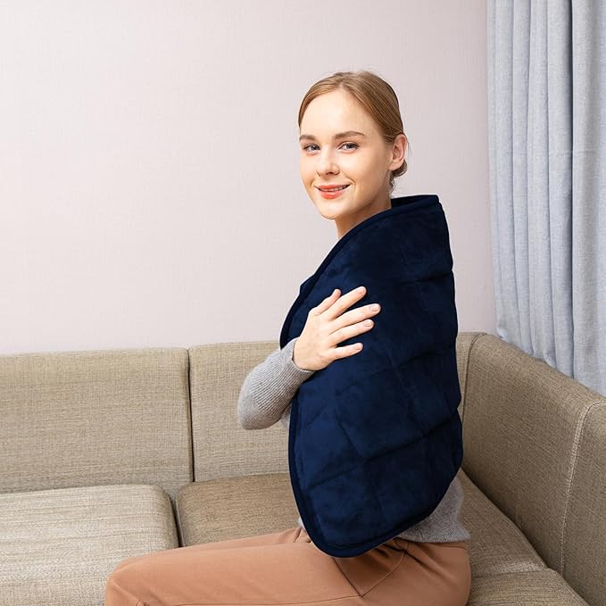 Ruqiji 17''x33'' Weighted Heating Pad, 5.2lbs with 12 Temperature Settings& Countdown Display, Pain Relief for Back/Neck/Shoulders/Abdomen/Legs, Birthday Gifts for Mom Dad Women Men (Navy Blue)