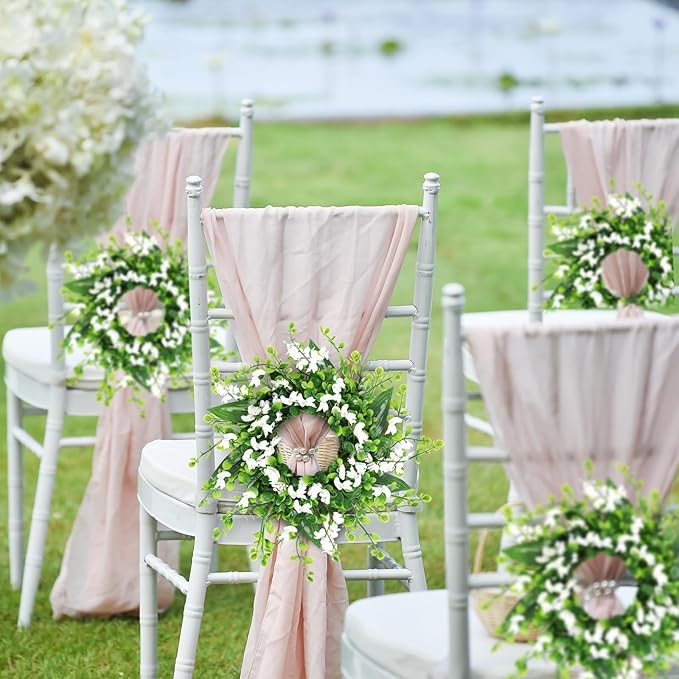 6 Pcs Artificial Forsythia Hanging Flower Wreaths Mini Green Boxwood Candle Rings Wreath Small Green Kitchen Cabinet Wreath for Pillar Front Door Porch Wall Window Farmhouse Home Decoration