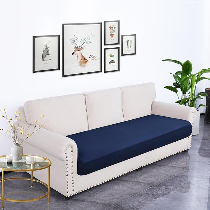 hyha Waterproof Couch Cushion Covers, Stretch Sofa Couch Seat Slipcover for Dog Washable, Non-Slip Waterproof Outdoor Cushion Covers for Patio Furniture Replacement (1 Piece for Large, Navy)