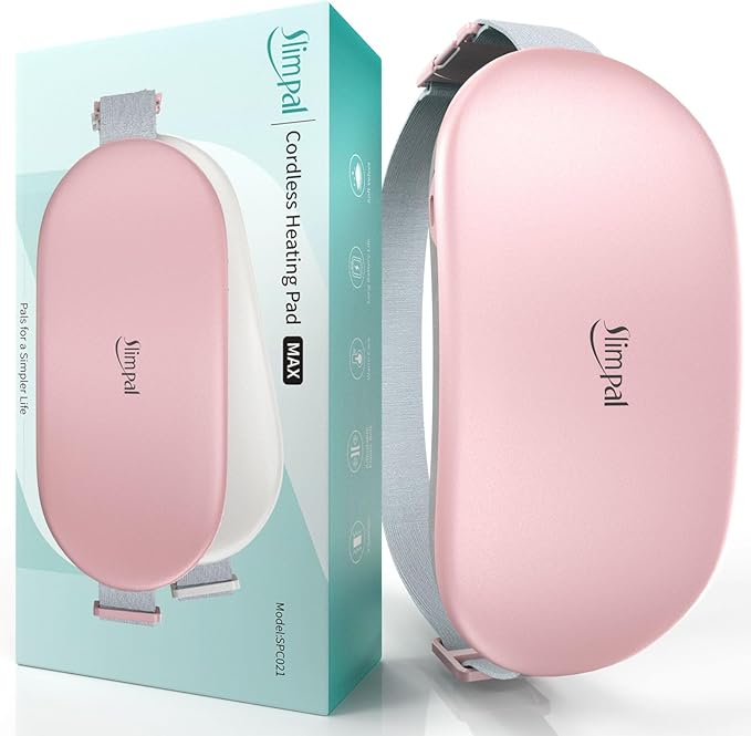 Slimpal Heating Pad for Period Cramps and Back Pain, FSA HSA Eligible, Plus-Sized Electric Heat Pad Portable Menstrual Heat Belt Pain Relief, 3 Timer Auto Off, Gifts for Her Women Girl Wife, Pink