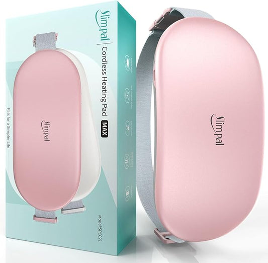 Slimpal Heating Pad for Period Cramps and Back Pain, FSA HSA Eligible, Plus-Sized Electric Heat Pad Portable Menstrual Heat Belt Pain Relief, 3 Timer Auto Off, Gifts for Her Women Girl Wife, Pink