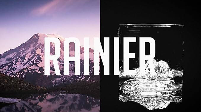 Mount Rainier Heavy Crystal Whiskey Glasses Gift Set of 2, Thick Freezable Bourbon Glass 1lb Each, Premium Whiskey Gifts for Men, Frozen Crystal Chills Cocktails, 10 oz