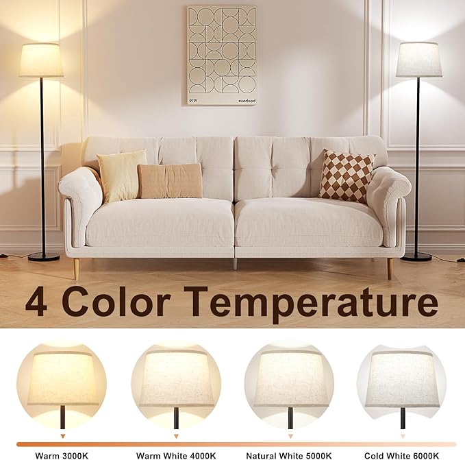 【Upgraded Floor Lamps for Living Room, Modern Floor Lamp with Remote Control, Dimmable Colors Temperature Standing Lamp Foot Switch, 9W LED Bulb Tall Lamps for Bedroom Office Kid Room