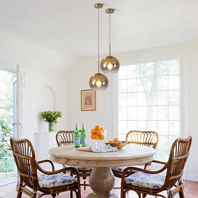 KCO Lighting 1-Light Modern Glass Pendant Lights Large Gold Globe Pendant Light Mid Century Single Pendant Light Kitchen Island Dining Room Lighting Fixtures Ceiling Hanging