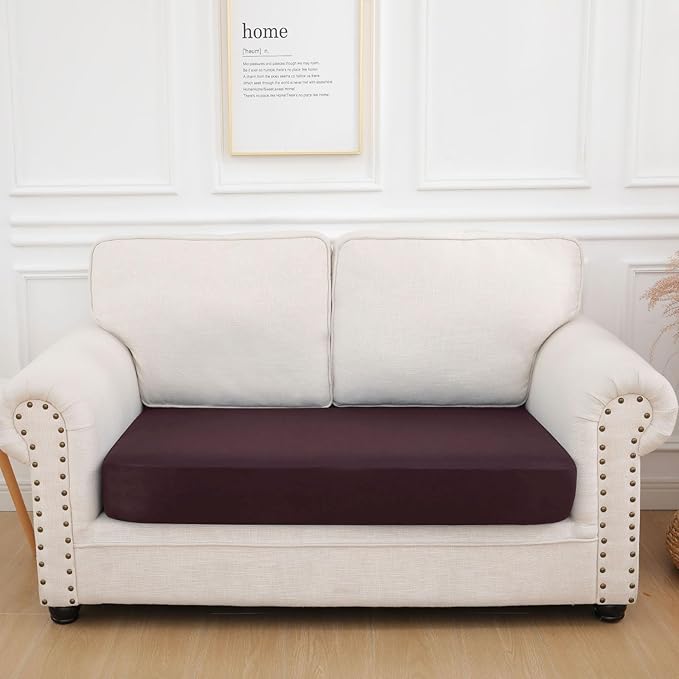 hyha Waterproof Couch Cushion Covers, Stretch Sofa Couch Seat Slipcover for Dog Washable, Non-Slip Waterproof Outdoor Cushion Covers for Patio Furniture Replacement (1 Piece for Medium, Chocolate)