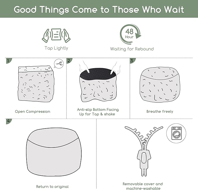 HIGOGOGO Round Stuffed Pouf Ottoman, Stripe Faux Fur Poufs with Foam Chunk Filling, Furry and Fluffy Pouf Foot Stool Storage Ottoman, 20 X 15 Floor Poufs Foot Rest for Living Room, Beige