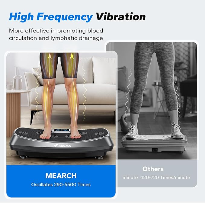 MERACH Vibration Plate Exercise Machine, 3D & 4D Vibration Plate with 2 Tension Ropes LED Display, Whole Body Vibration Platform for Women Men, Exercise Equipment for Home
