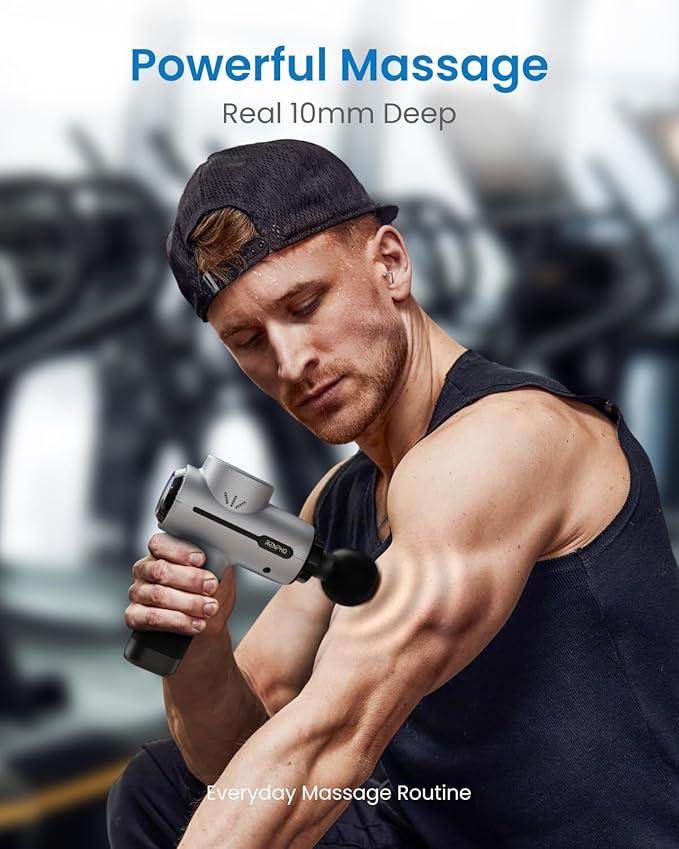 RENPHO Massage Gun Deep Tissue, Portable Percussion Massager for Back and Neck, Gifts for Men and Women, Handheld Device with Carry Case, Active