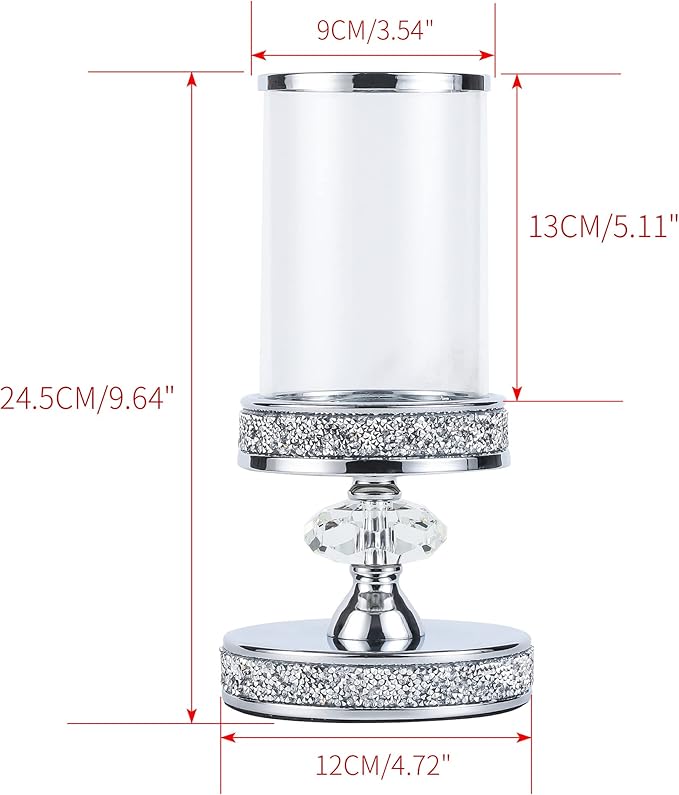 Candle Holder for Pillar Candle, Pillar Candle Holders for Wedding, Coffee Dining Table, Christmas, Table Centerpieces, Home Décor ZXC048D (1 Crystal Ball)