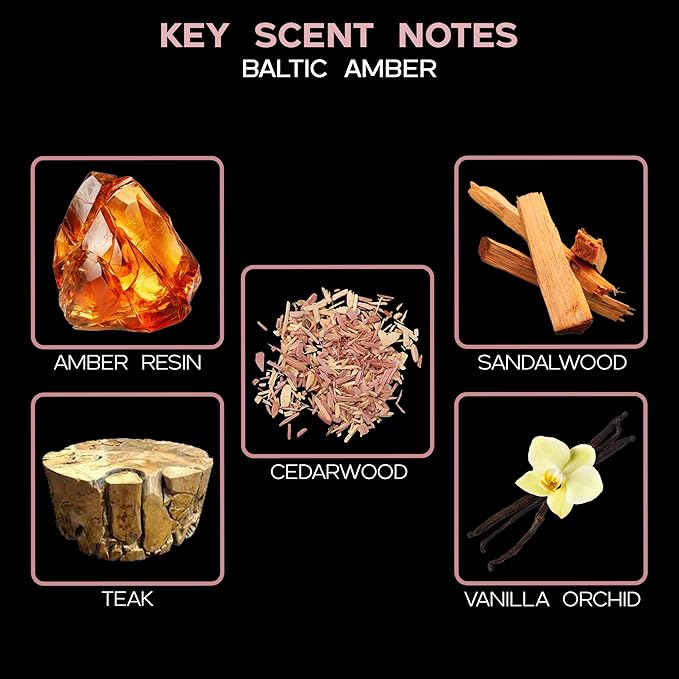 LOVSPA Reed Diffuser Set, Baltic Amber Scented Oil Diffuser with Sticks, Home Fragrance Accessories for Bathroom Shelf Decor, Aroma Diffusers for Home or Office Fall Decor, USA Made